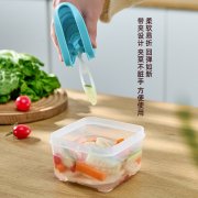 加高防滑可叠加盖子带夹保鲜盒 微波炉加热饭盒泡菜盒--大号蓝色